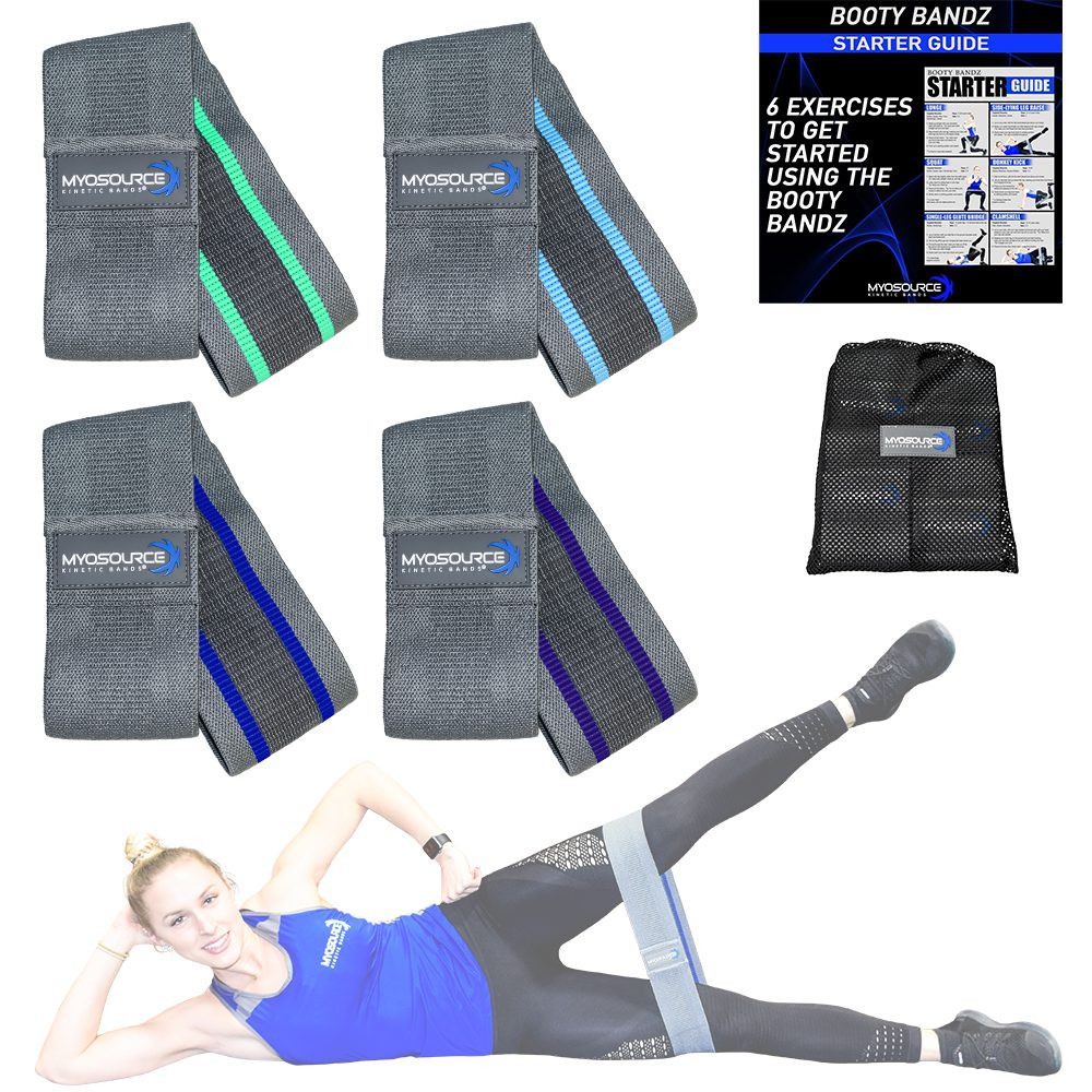 4 Fabric Booty Exercise Bands for Women & Men - Glute, Hip & Thigh  Resistance Bands with Workout Guide